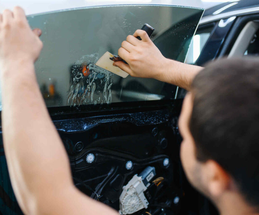 Window tint being installed professionally in Colorado